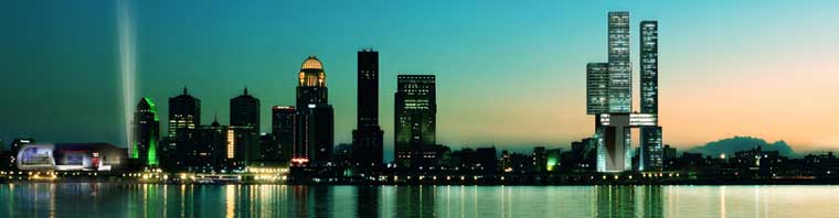 Museum Plaza rendering on the Louisville skyline