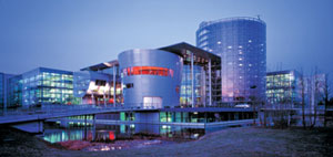 Volkswagen AG Group's Transparent Factory in Dresden's central business district.