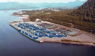 Mockup of the Port of Prince Rupert container port