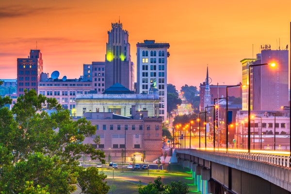 Downtown Youngstown at twilight