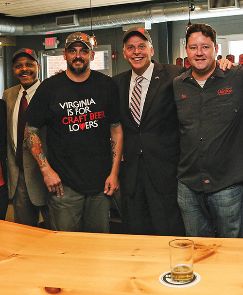 VA Gov McAullife, SecJones at Pale Fire Brewing Co in Harrisonburg VA