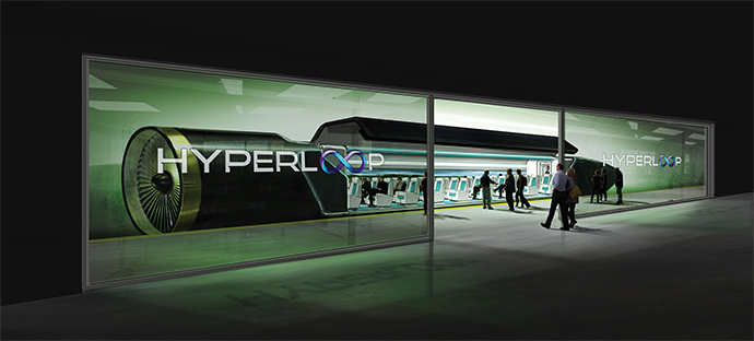 Hyperloop One passengers boarding