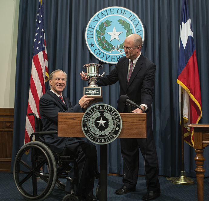 Governor Abbott and Mark Arend Cup