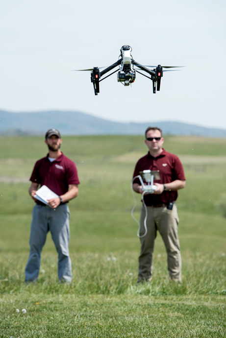 Tyson LeRoy and Matt Burton of the Virginia Tech Mid-Atlantic Aviation Partnership flew unmanned aircraft in Blacksburg, Virginia, in April as part of a national campaign testing an Unmanned Traffic Management research platform developed by NASA.