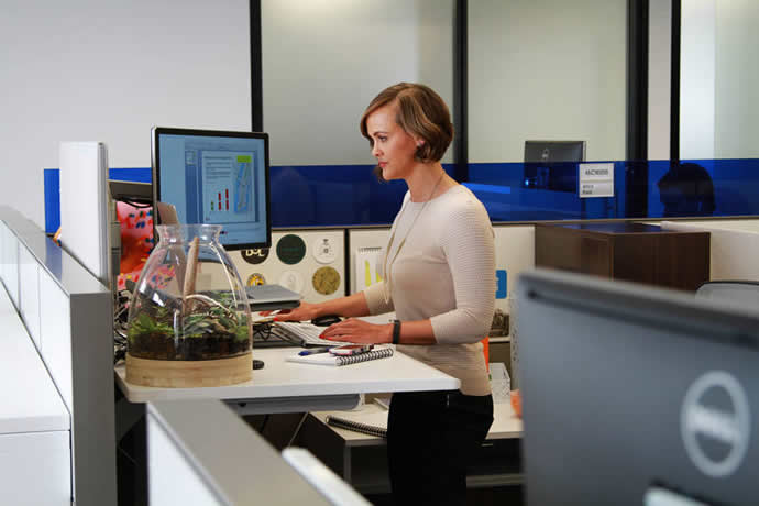 Workspace with standing desk.