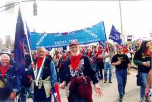 Canadian Auto Workers union at Quebec rally last year