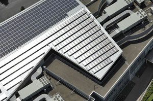 Solar panels on Google HQ roof