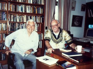 Conway (left) visits with another noted futurist, his friend Arthur C. Clarke